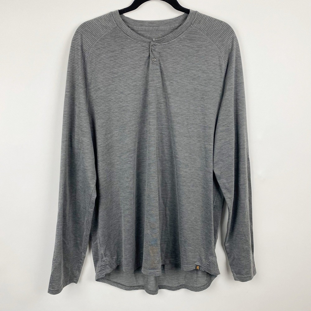 &Lore Tahoe River Space Dye‎ Henley Long Sleeve Shirt Mens XL Gray